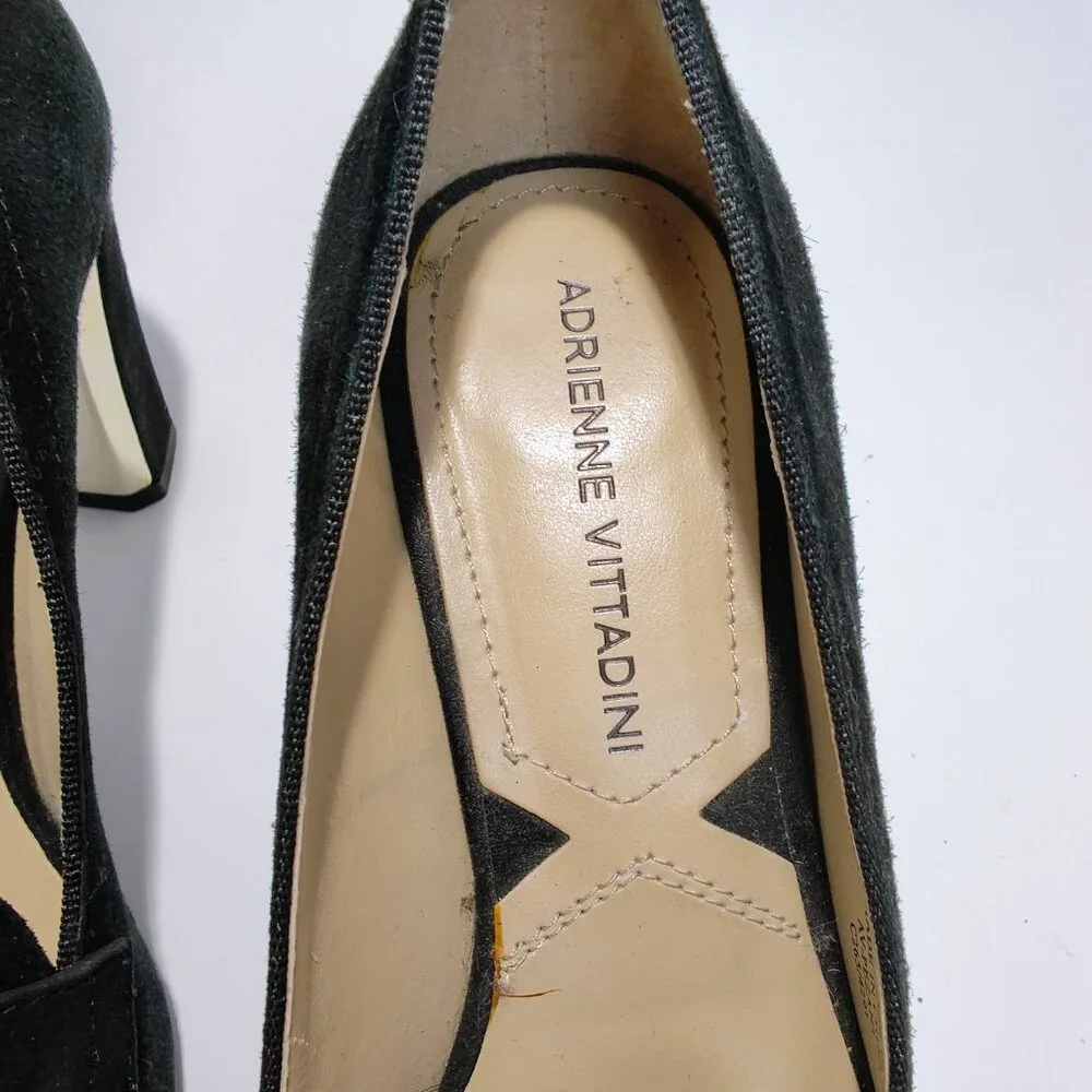 Adrienne Vittadini Women's Size 6M Black Suede‎ Penny Loafer Block Heels